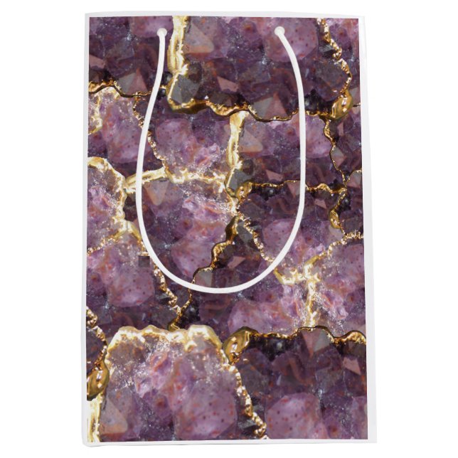 Purple Gold Crystal Collage Gift Bag (Front)