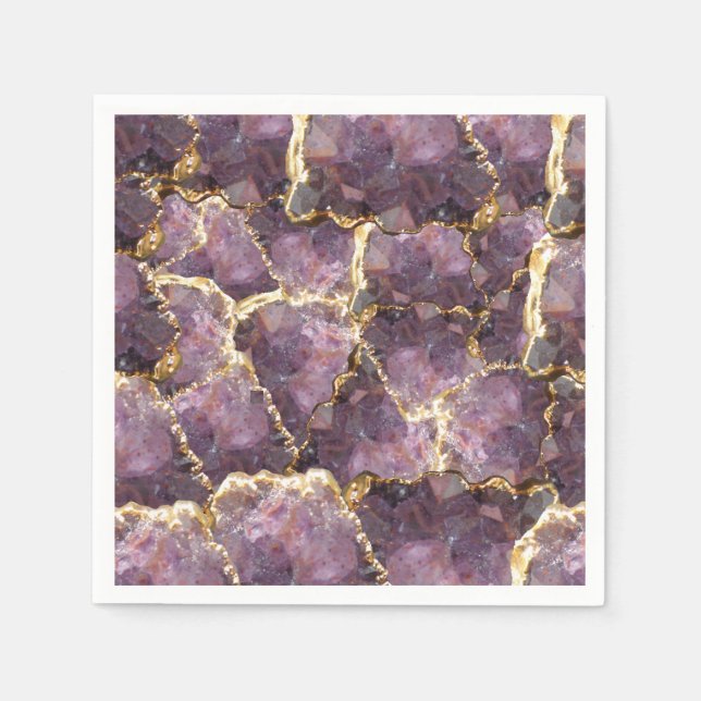 Purple Gold Crystal Collage Napkins (Front)