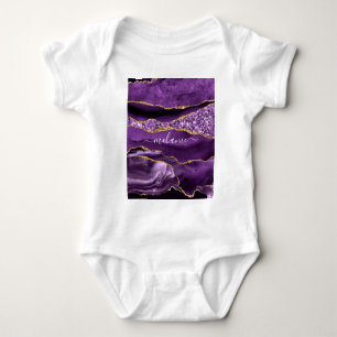 Purple Gold Custom Name Baby Bodysuit