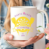 Purple Gold Custom Name Darts Queen Coffee Mug