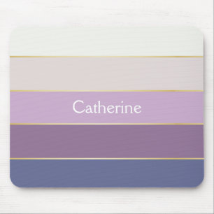 Purple Gold Custom Summer Colour Block Stripes Mouse Pad