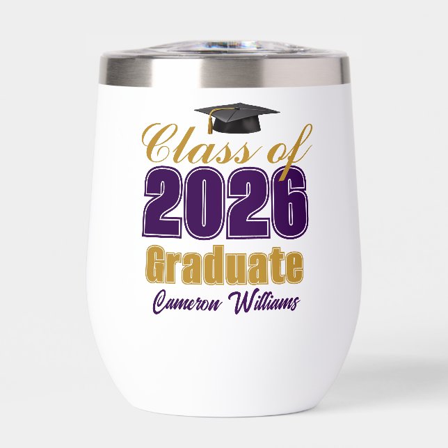 Purple Gold Customised Class of 2026 Graduation (Front)