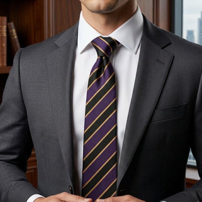 Purple & Gold Diagonal Striped  Tie (Creator Uploaded)