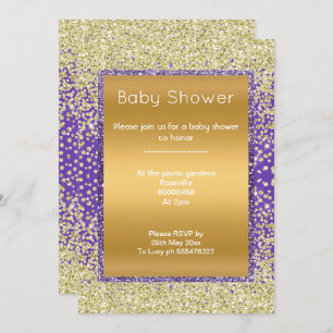 PURPLE GOLD DIAMOND ELEGANT BABY SHOWER INVITATION