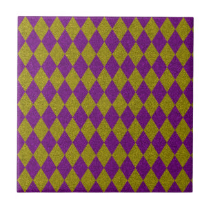 Purple & Gold Diamond Glitter Ceramic Tile