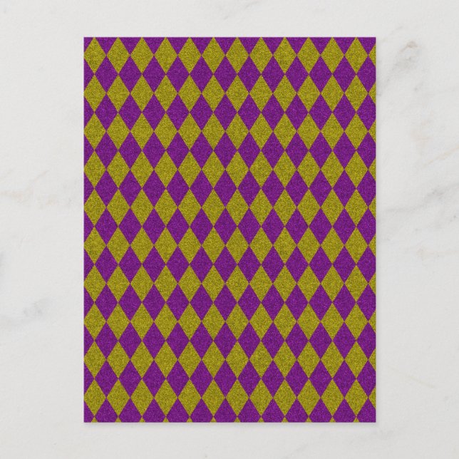 Purple & Gold Diamond Glitter Postcard (Front)