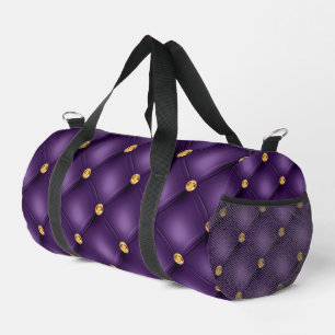 Purple Gold Diamonds Tufted Duffle Bag