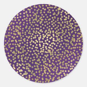 Purple Gold Dots Confetti Elegant Chic Glam Party Classic Round Sticker