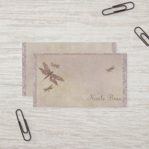 Purple & Gold Dragonflies Dragonfly Glam Sparkle Business Card