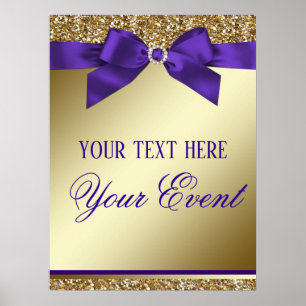 Purple Gold Elegant Event Welcome Sign