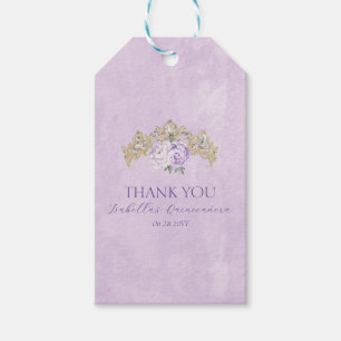 Purple & Gold Elegant Quinceañera Gift Tags
