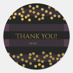 Purple & Gold Faux Foil Confetti Dots Favour Classic Round Sticker