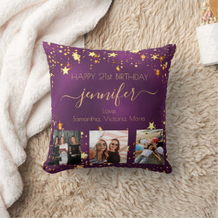 Purple gold firends photo Stars name Cushion
