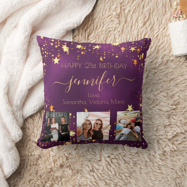 Purple gold firends photo Stars name Cushion (Blanket)