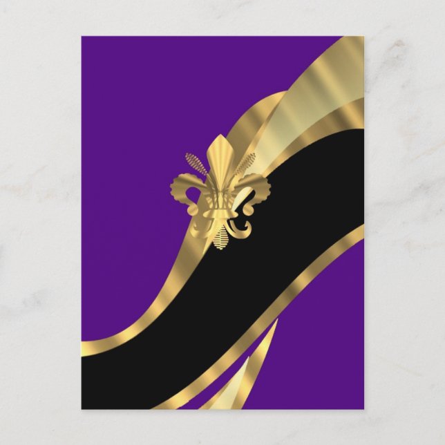 Purple & gold fleur de lys postcard (Front)
