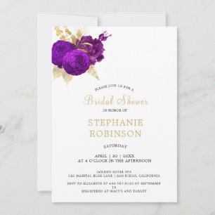 Purple Gold Floral Bridal Shower  Invitation