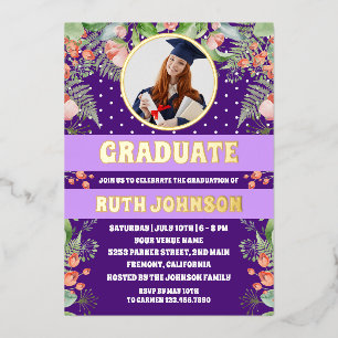 Purple Gold Floral Graduation Party Photo