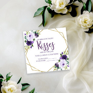 Purple Gold Floral Guess How Many Kisses Cards