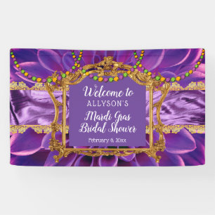 Purple   Gold Floral Mardi Gras Bridal Shower Banner