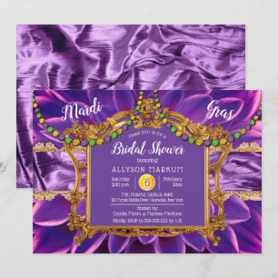 Purple   Gold Floral Mardi Gras Bridal Shower Invitation