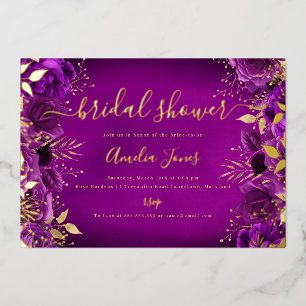 Purple Gold Floral Rose Bridal Shower
