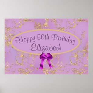 Purple Gold Foil 50th Birthday Large Poster