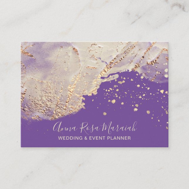 *~* Purple  Gold Foil  Beauty Wedding Elegant Business Card (Front)