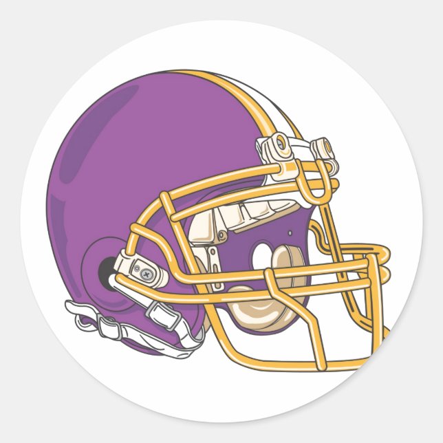 Purple Gold Football Helmet Classic Round Sticker (Front)