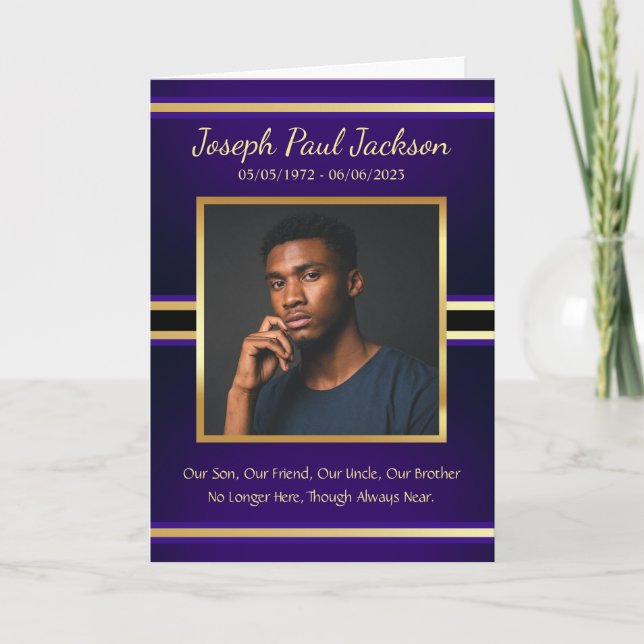 Purple Gold Funeral Service Folded Program (Front)