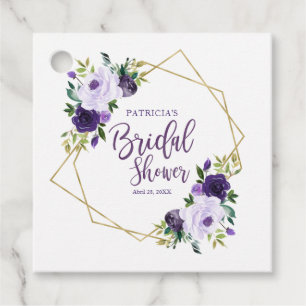 Purple Gold Geometric Bridal Shower Favour Tag