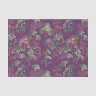 Purple Gold Ginkgo Japanese Botanical Pattern Tissue Paper