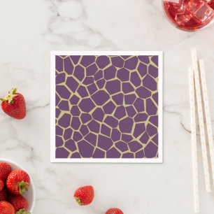 Purple & Gold Giraffe Print Pattern Decoupage Napkin