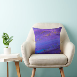Purple gold glitter abstract cushion