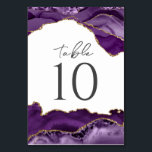 Purple Gold Glitter Agate Wedding Table Number<br><div class="desc">Elegant Purple Agate Wedding Table Number Cards. Faux gold glitter graphics. Script font highlights with easy to read serif name font. Easy to adjust for your own wedding needs. Personalised wedding table cards.</div>