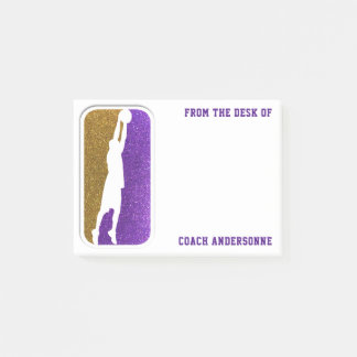 Purple Gold Glitter Basketball Coach Sports Post-it Notes