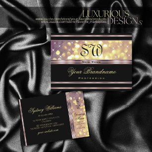 Purple Gold Glitter Black Monogram Lilac Border Business Card