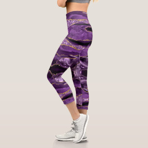Purple Gold Glitter Capri Leggings