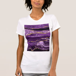 Purple Gold Glitter Custom Your Name T-Shirt