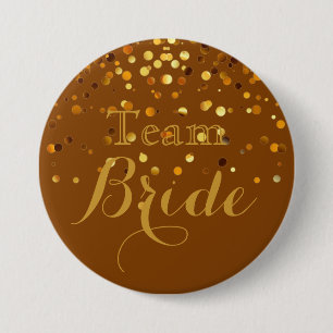 Purple Gold Glitter Faux Foil Wedding Team Bride 7.5 Cm Round Badge