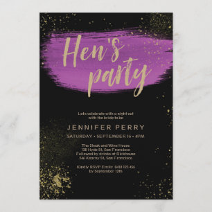 Purple gold glitter Hen's Party Invitation