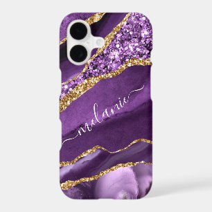 Purple Gold Glitter iPhone Case Personalised Name