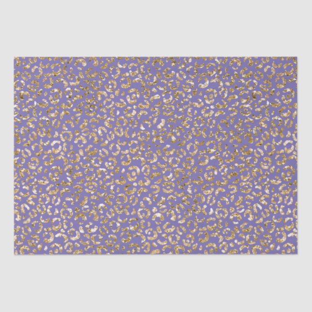 Purple Gold Glitter Leopard Print Tissue Paper (Front)