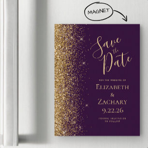 Purple Gold Glitter Magnetic Save the Date