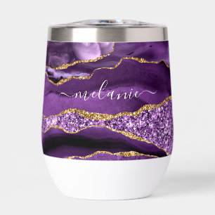 Purple Gold Glitter Marble Custom Name
