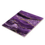 Purple Gold Glitter Marble Sparkle Ceramic Tile<br><div class="desc">Ceramic Tiles with Agate Purple Violet Gold Glitter Geode Sparkle Marble Gift - or Add Your Name - Text - Make Your Special Tile Gift - Resize and move or remove and add text / elements with Customisation tool. Design by MIGNED. Please see my other projects / designs and paintings....</div>
