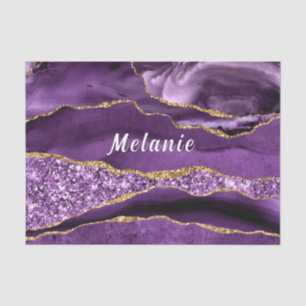 Purple Gold Glitter Marble Tissue Paper Your Name