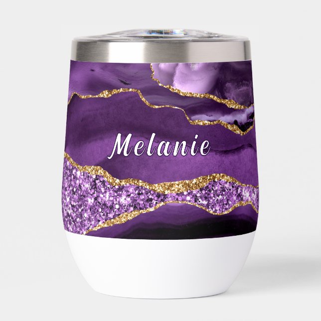 Purple Gold Glitter Marble Your Name Personalised (Front)