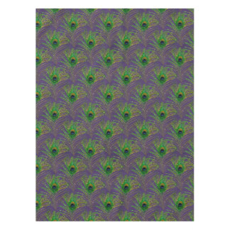 Purple Gold Glitter Peacock Feathers Tablecloth
