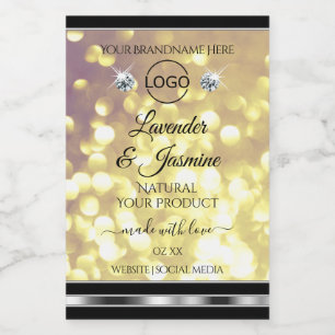 Purple Gold Glitter Product Labels Diamonds Logo