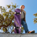 Purple Gold Glitter Skateboard with Custom Name<br><div class="desc">Skateboards with Agate Purple Violet Gold Glitter Geode Custom Name Sparkle Marble Personalised Birthday - Anniversary Skateboard Gift - Add Your Name - Text or Remove - Make Your Special Gift - Resize and move or remove and add text / elements with Customisation tool. Choose fonts / size / colour...</div>